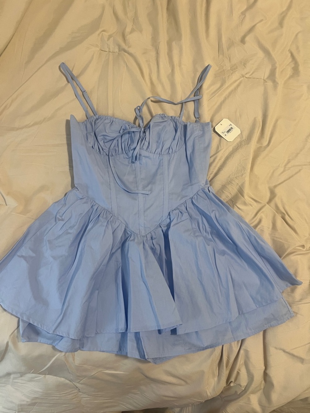Altar'd State Light Blue Mini Dress with Sweetheart Bodice